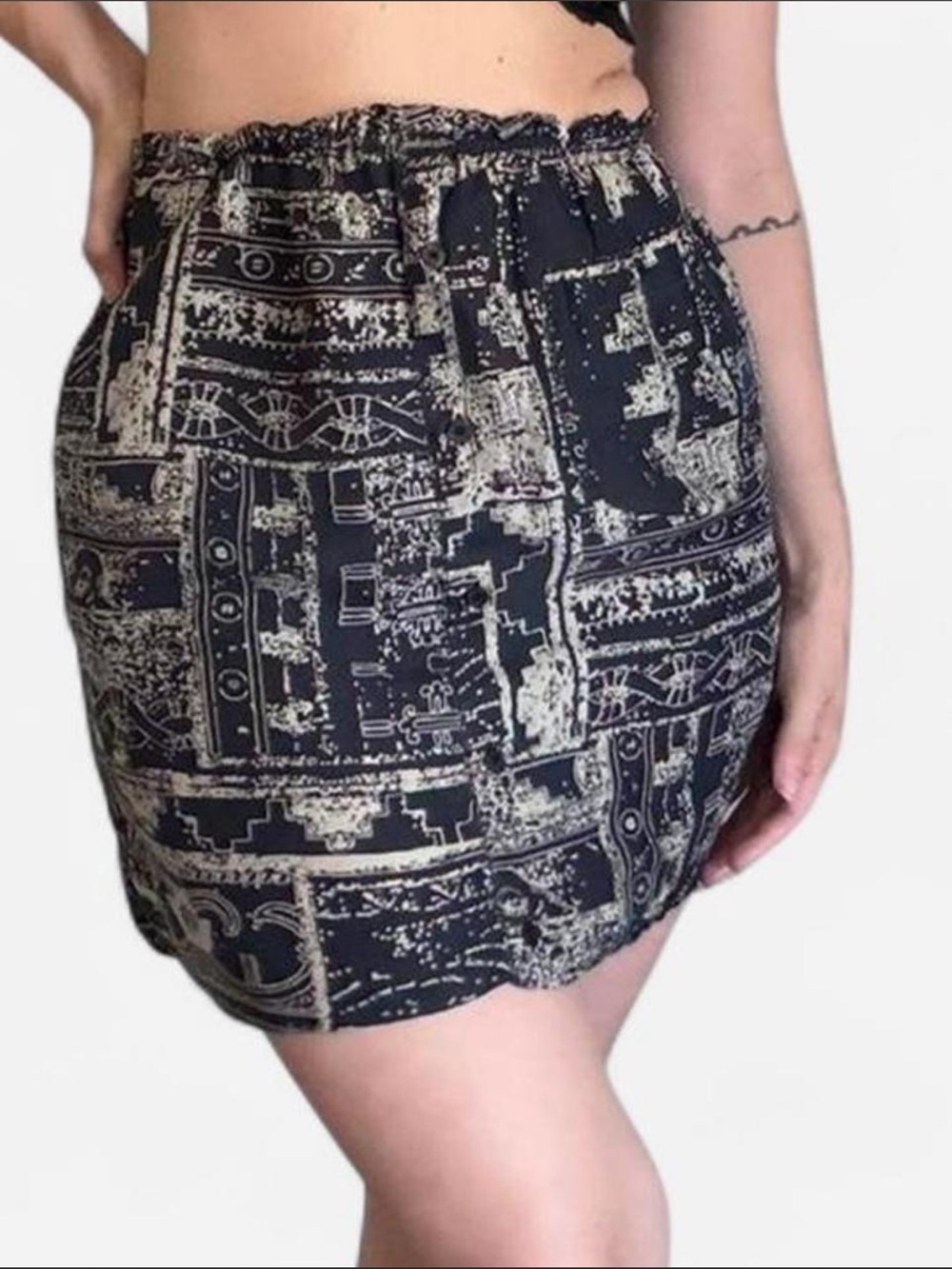 Urban Renewal Upcycled Silk Shirt Mini Skirt Size Small Black